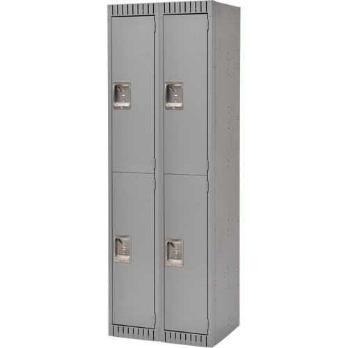 Casiers, 2 niveaux, Bloc de 2, 24" x 18" x 72", Acier, Gris, Rivet (assembl&eacute;) SPOC Demo