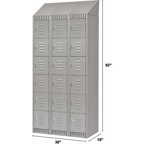 Casiers, 6 niveaux, Bloc de 3, 36" x 18" x 82", Acier, Gris, D&eacute;mont&eacute; SPOC Demo