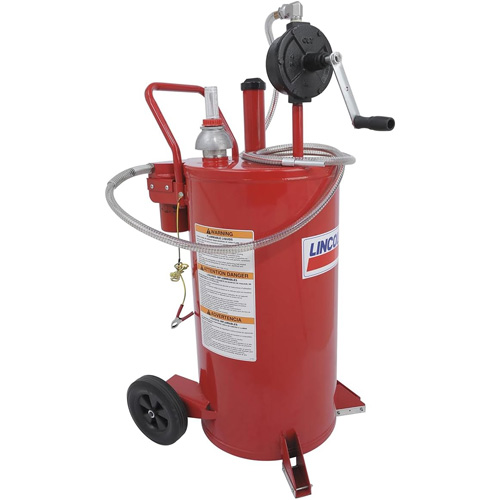 Chariot &agrave; carburant en acier de 25 gallons avec pompe rotative bidirectionnelle et filtre SPOC Demo