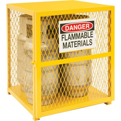 Gas Cylinder Storage Cabinet, 4 Cylinder Capacity, 30" W x 30" D x 35" H, Yellow SPOC Demo