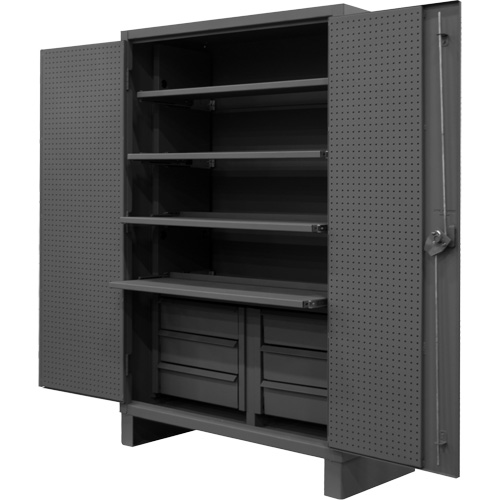 Extra Heavy-Duty Slide-Out Shelf Cabinet, Steel, 4 Shelves, 78" H x 48" W x 24" D, Grey SPOC Demo