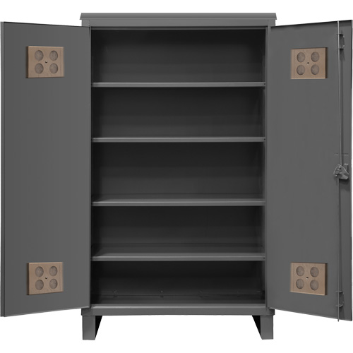 Heavy-Duty Outdoor Cabinet, Steel, 4 Shelves, 78" H x 60" W x 24" D, Grey SPOC Demo