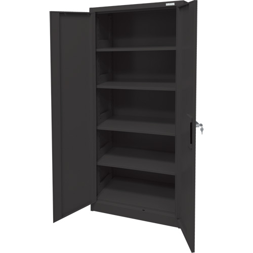 Storage Cabinet, Steel, 4 Shelves, 66" H x 30" W x 15" D, Black SPOC Demo