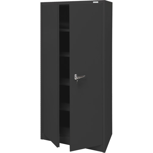 Storage Cabinet, Steel, 4 Shelves, 66" H x 30" W x 15" D, Black SPOC Demo