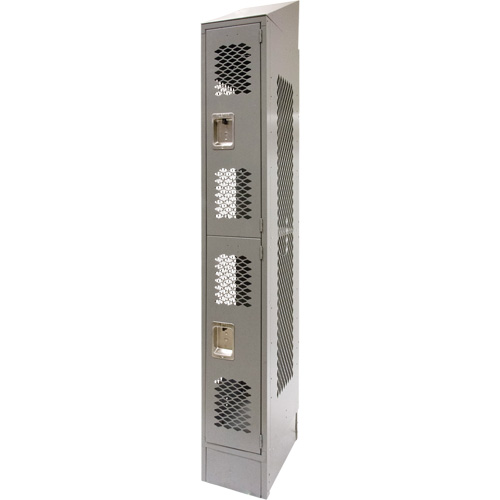 Casiers ventil&eacute;s, 2 niveaux, 12" x 18" x 88", Acier, Gris, D&eacute;mont&eacute;, Perfor&eacute; SPOC Demo