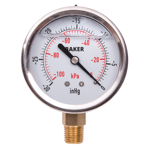 Manom&egrave;tres,  2-1/2", 30" Hg-0" Vac, Fixation inf&eacute;rieure, Analogique rempli de liquide SPOC Demo