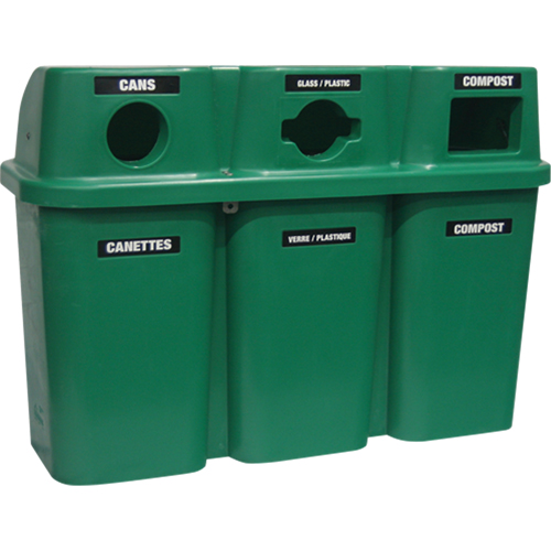 Recycling Containers Bullseye, Curbside, Plastic, 3 x 22 US Gal. SPOC Demo