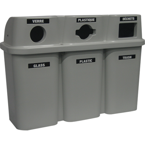 Contenants de recyclage Bullseye, Bord de rue, Plastique, 3 x 22 gal. US SPOC Demo