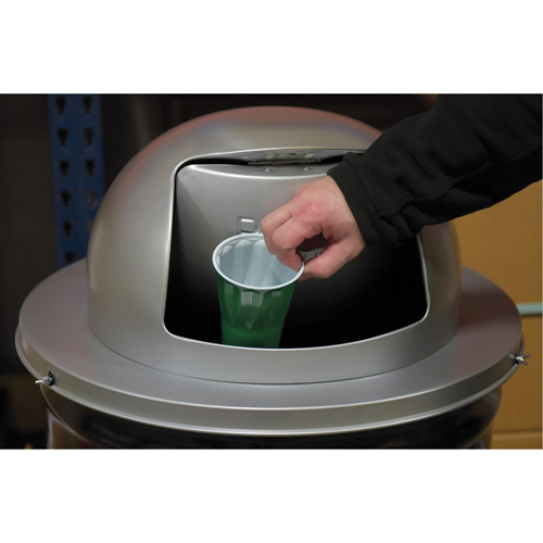 Drum Waste Disposal Top, Dome Lid, Metal, Fits Container Size: 23-1/2" Dia. SPOC Demo