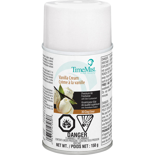 Purificateur dair industriel TimeMist, Cr&egrave;me &agrave; la vanille, Canette a&eacute;rosol/Cartouche SPOC Demo