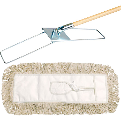 Syst&egrave;me de vadrouille &agrave; &eacute;pousseter Break-Ezy, Style &agrave; attacher, Coton, 48" lo x 3-1/2" la SPOC Demo