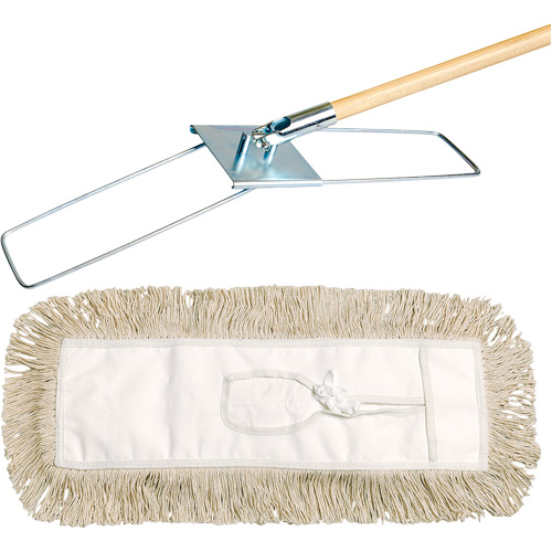 Break-Ezy Dust Mop System, Tie-On Style, Cotton, 36" L x 5" W SPOC Demo