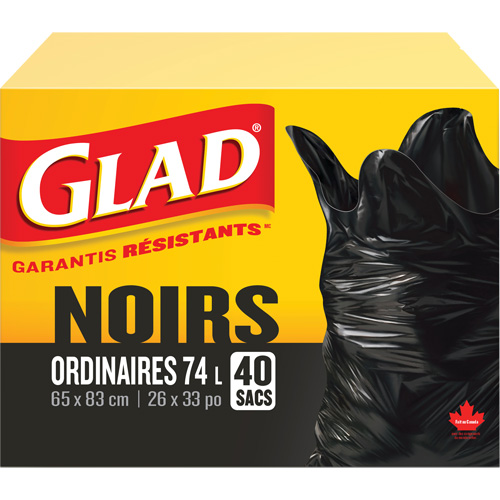 74L Garbage Bags, Regular, 26" W x 33" L, Black SPOC Demo