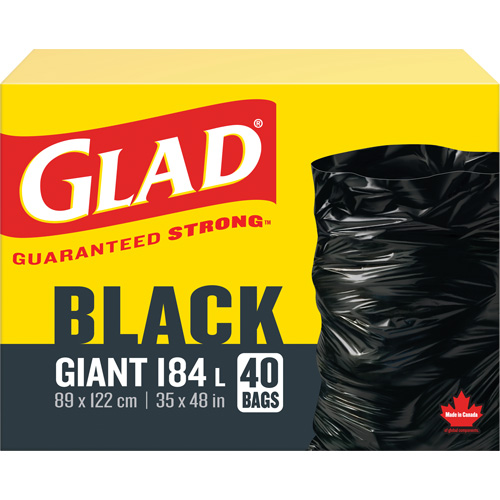 Sacs &agrave; ordures 184 L, R&eacute;gulier, 35" la x 48" lo, Noir SPOC Demo