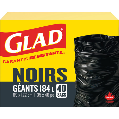 Sacs &agrave; ordures 184 L, R&eacute;gulier, 35" la x 48" lo, Noir SPOC Demo