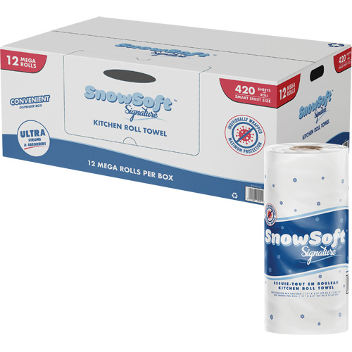 Snow Soft Signature Kitchen Towel Roll, 2 Ply, 420 Sheets/Roll, 4.5" W, 11" L SPOC Demo