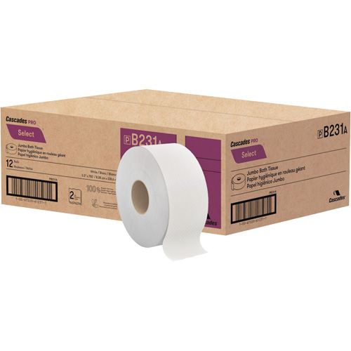 Pro Select&reg; Toilet Paper, Jumbo Roll, 2 Ply, 750' Length, White SPOC Demo