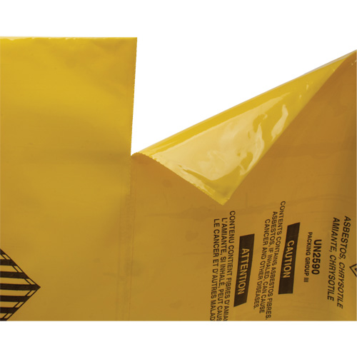Doublures pour d&eacute;chets dangereux, Amiante, 40" lo x 26" la, 3 mils SPOC Demo