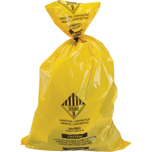 Doublures pour d&eacute;chets dangereux, Amiante, 40" lo x 26" la, 3 mils SPOC Demo