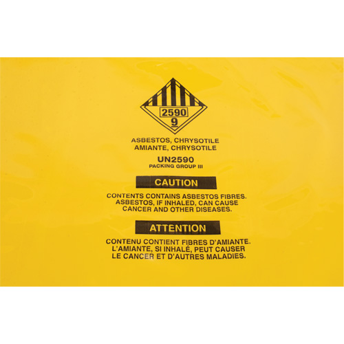 Doublures pour d&eacute;chets dangereux, Amiante, 40" lo x 26" la, 3 mils SPOC Demo