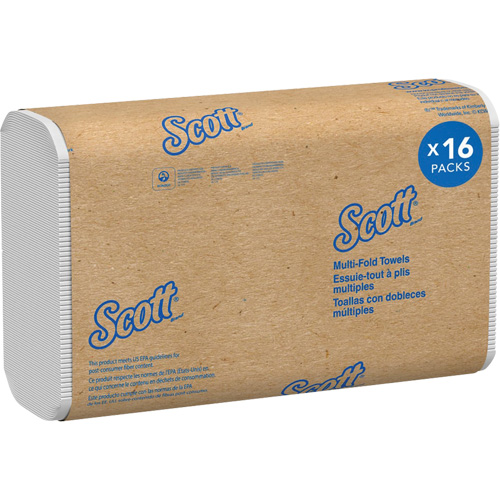 Essuie-tout &agrave; plis multiples en fibres recycl&eacute;es &agrave; 100 % Scott, 1 pli, 9-2/5" lo x 9-1/5" la, 250 /pqt SPOC Demo