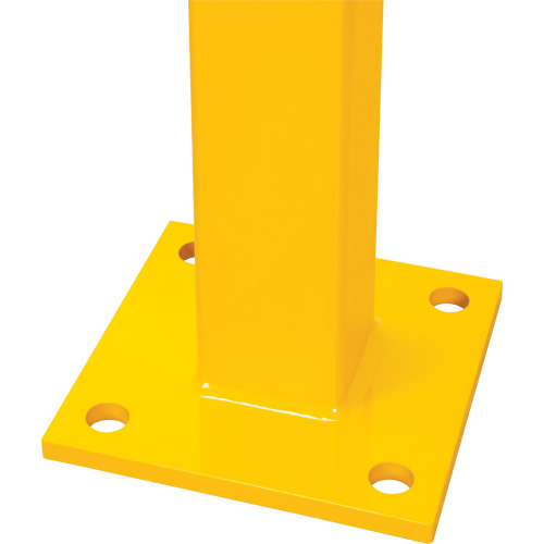 Poteau en ligne pour garde-corps l&eacute;gers, Acier, 42" h, Jaune s&eacute;curit&eacute; OSHA SPOC Demo