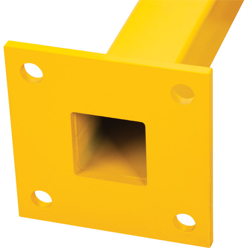 Poteau en ligne pour garde-corps l&eacute;gers, Acier, 42" h, Jaune s&eacute;curit&eacute; OSHA SPOC Demo