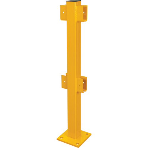 Poteau en ligne pour garde-corps l&eacute;gers, Acier, 42" h, Jaune s&eacute;curit&eacute; OSHA SPOC Demo
