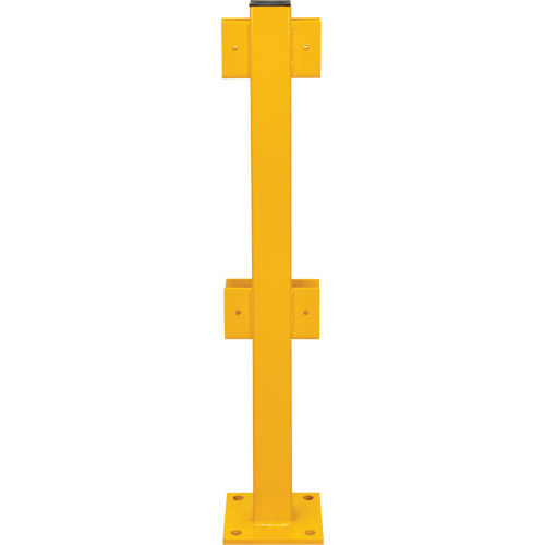 Poteau en ligne pour garde-corps l&eacute;gers, Acier, 42" h, Jaune s&eacute;curit&eacute; OSHA SPOC Demo