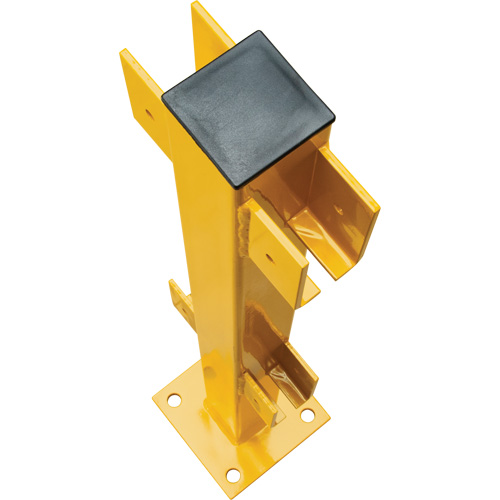 Poteau en ligne pour garde-corps l&eacute;gers, Acier, 42" h, Jaune s&eacute;curit&eacute; OSHA SPOC Demo