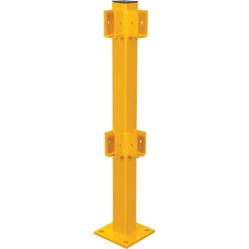 Poteau de coin pour garde-corps l&eacute;gers, Acier, 42" h, Jaune s&eacute;curit&eacute; OSHA SPOC Demo
