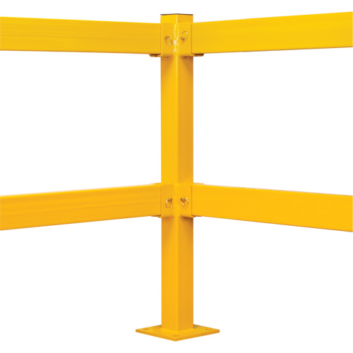 Poteau de coin pour garde-corps l&eacute;gers, Acier, 42" h, Jaune s&eacute;curit&eacute; OSHA SPOC Demo