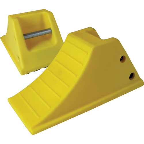 40 Ton Large Equipment Wheel Chock with Grip Pads, Urethane, Yellow SPOC Demo