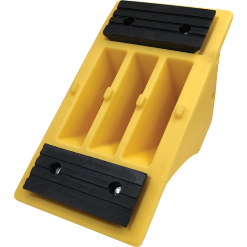 75 Ton Large Equipment Wheel Chock with Grip Pads, Urethane, Yellow SPOC Demo