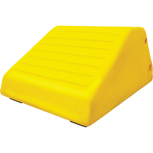 255 Ton Large Equipment Wheel Chock with Handle & Hole, Urethane, Yellow SPOC Demo