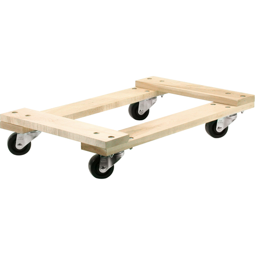 Wood Dollies - Medium-Duty, Polyolefin Wheels, 900 lbs. Capacity, 18" W x 24" D x 7" H SPOC Demo