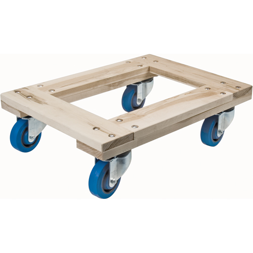 Wood Dollies - Heavy-Duty, Rubber Wheels, 1400 lbs. Capacity, 18" W x 30" D x 7" H SPOC Demo