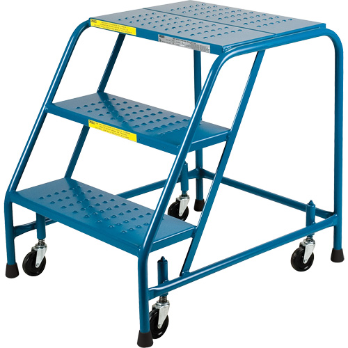 CSA-Certified Rolling Step Ladder, 3 Steps, 22" Step Width, 28" Platform Height, Steel SPOC Demo