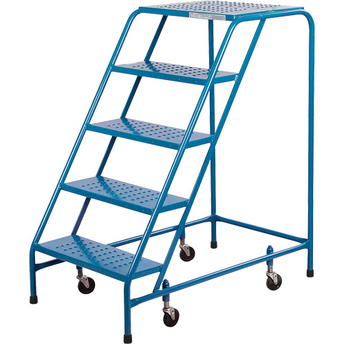 CSA-Certified Rolling Step Ladder, 5 Steps, 22" Step Width, 46" Platform Height, Steel SPOC Demo