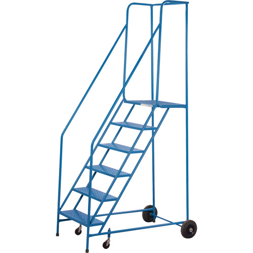 CSA-Certified Rolling Step Ladder, 6 Steps, 22" Step Width, 55" Platform Height, Steel SPOC Demo