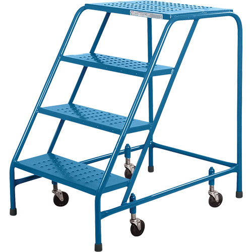 Escabeau roulant CSA, 4 marches, Largeur de la marche 22", Hauteur de la plateforme 37", Acier SPOC Demo