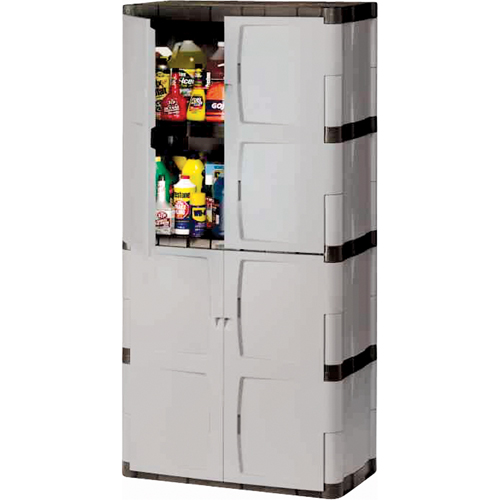 Heavy-Duty Cabinets, Plastic, 3 Shelves, 72" H x 36" W x 18" D, Mica and Charcoal SPOC Demo