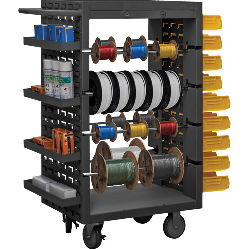 8 Rod Mobile Wire Spool Rack, Steel, 8 Rod, 18-1/8" W x 46-1/16" H x 32-1/4" D, 1200 lbs. Capacity SPOC Demo