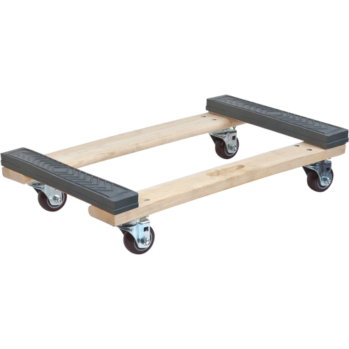 Socle roulant en bois dur &agrave; bouts avec caoutchouc, Cadre en Bois, 18" la x 24" p x 7" h, Capacit&eacute; de 900 lb SPOC Demo