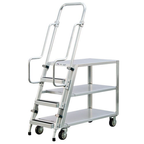 Chariot de pr&eacute;paration en aluminium avec &eacute;chelle, Aluminium, 22" la x 51-1/2" p, 3 tablettes, Capacit&eacute; 800 lb SPOC Demo