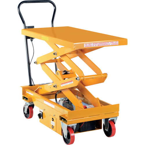 DC Powered Hydraulic Scissor Lift Elevating Cart, Steel, 39-3/4" L x 20-1/2" W, 1000 lbs. Capacity SPOC Demo