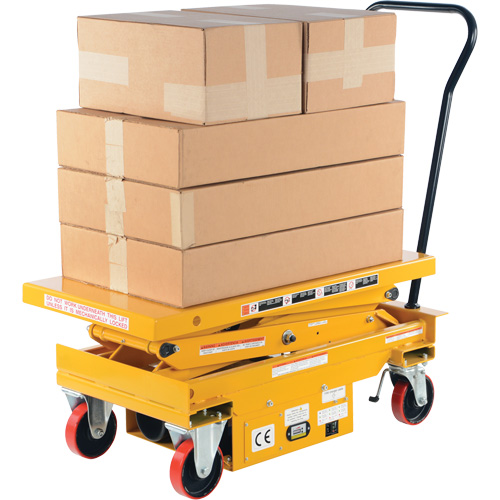 DC Powered Hydraulic Scissor Lift Elevating Cart, Steel, 39-3/4" L x 20-1/2" W, 1000 lbs. Capacity SPOC Demo