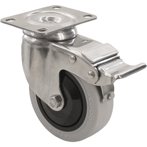 2309 Caster with Double Locking Brake, Swivel with Brake, 5" (127 mm), Envirothane Grey, 350 lbs. (158.8 kg.) SPOC Demo