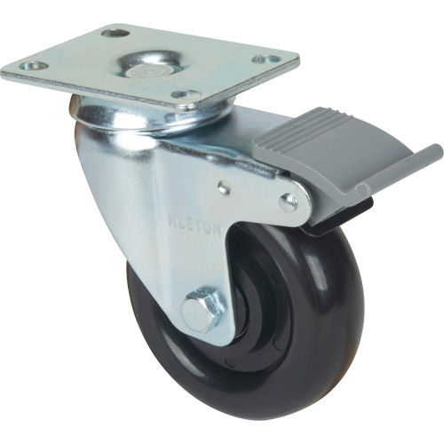 Caster, Swivel with Brake, 4" (101.6 mm), Polyolefin, 250 lbs. (113.4 kg) SPOC Demo