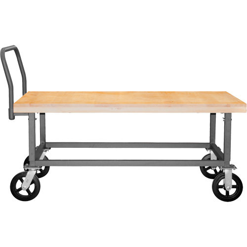 Chariot &agrave; plateforme ajustable en bois, 48" lo x 24" la, Capacit&eacute; de 1800 lb, Roues en Caoutchouc moul&eacute; SPOC Demo